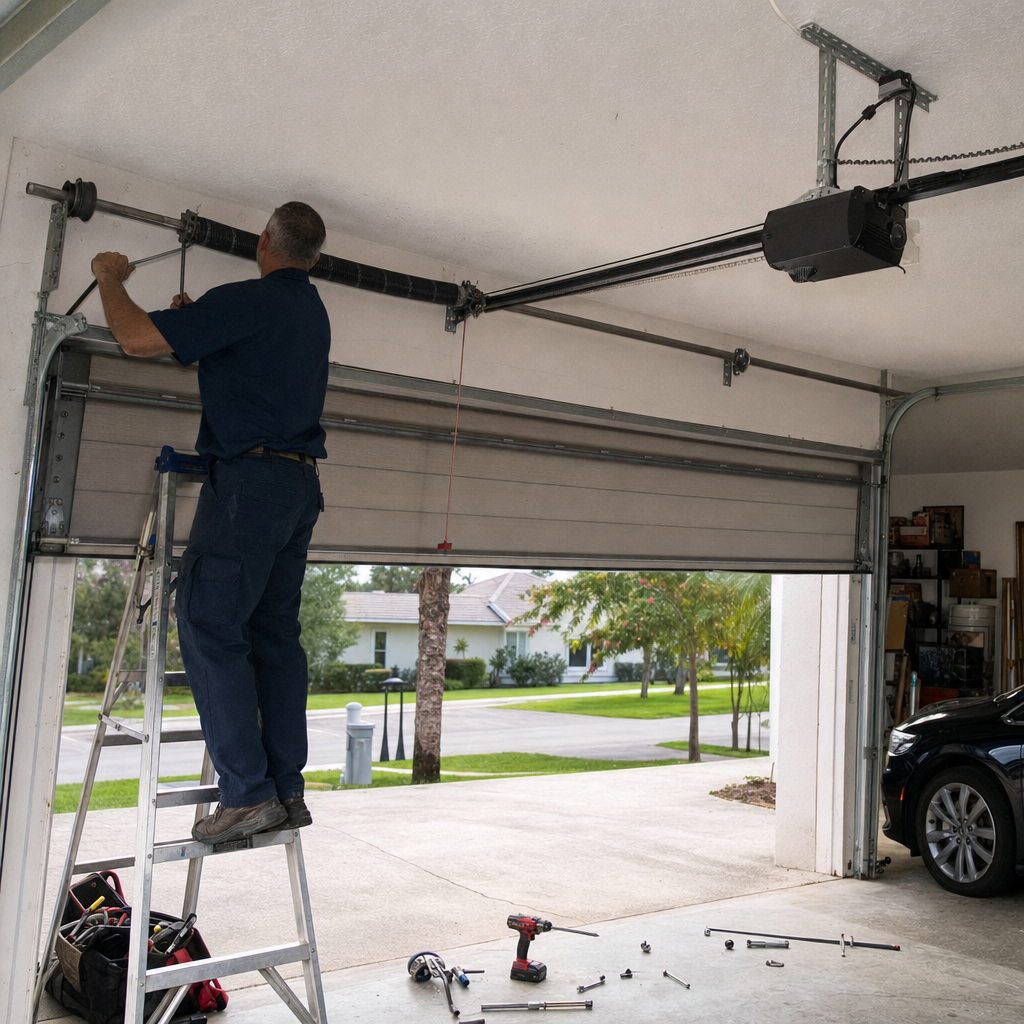 Garage door parts repair by professional technician in Boca Raton, FL